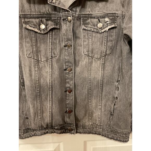BuddyLove Hazel Dark Gray Distressed Denim Trucker Jacket, M - Picture 4 of 6